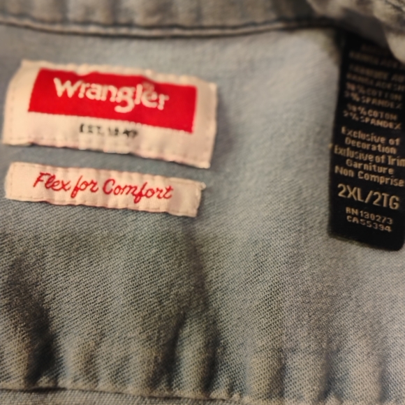 WRANGLER 'flex for comfort' men's 2XL  DENIM SHORT SLEEVE SHIRT - Picture 5 of 8